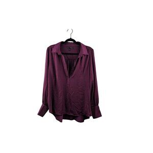 Banana Republic Womens Plum Purple Long Sleeve Button Cuff Blouse Size L